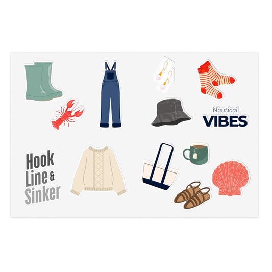 Hooked on good vibes! Fisherman Stickers